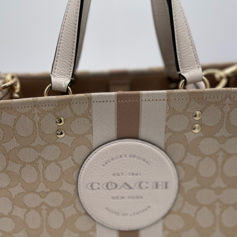 Coach Tan and Cream Tote Bag with Gold Hardware - Picture 9 of 9